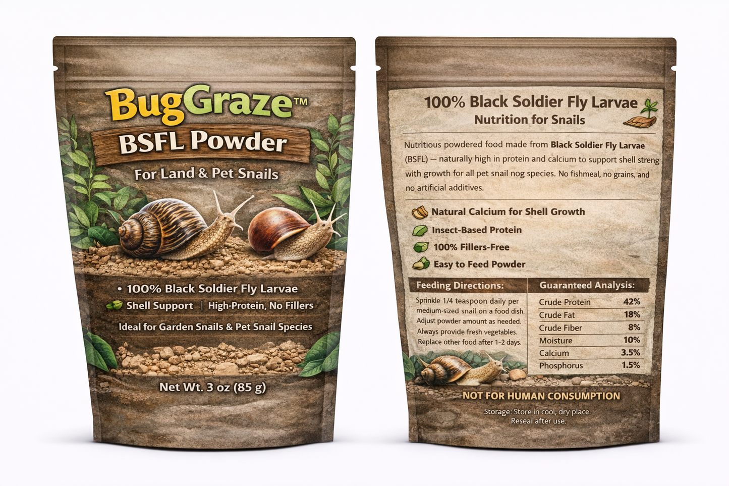 🐌 BugGraze™ BSFL Powder for Land Snails