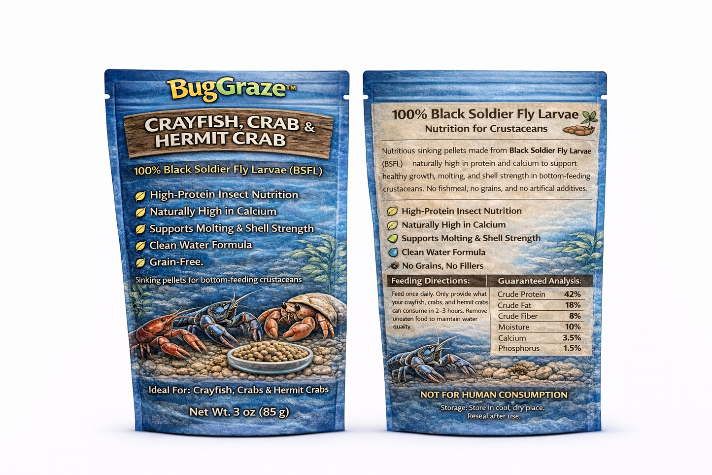🦀 BugGraze™ Crayfish, Crab & Hermit Crab Diet