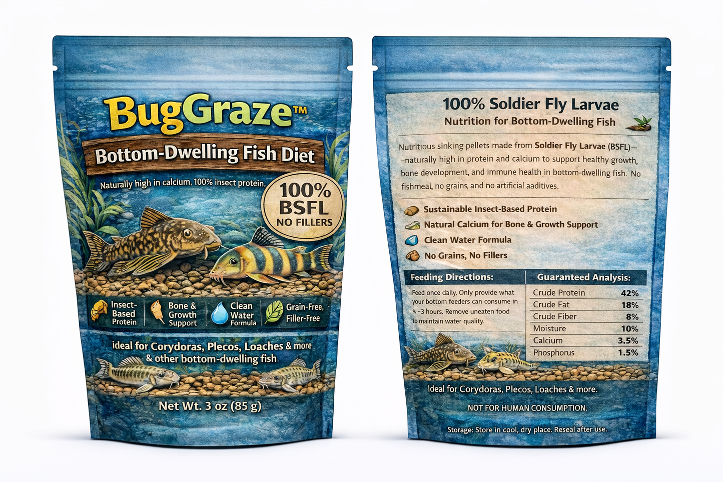 🐟 BugGraze™ Bottom-Dwelling Fish Diet