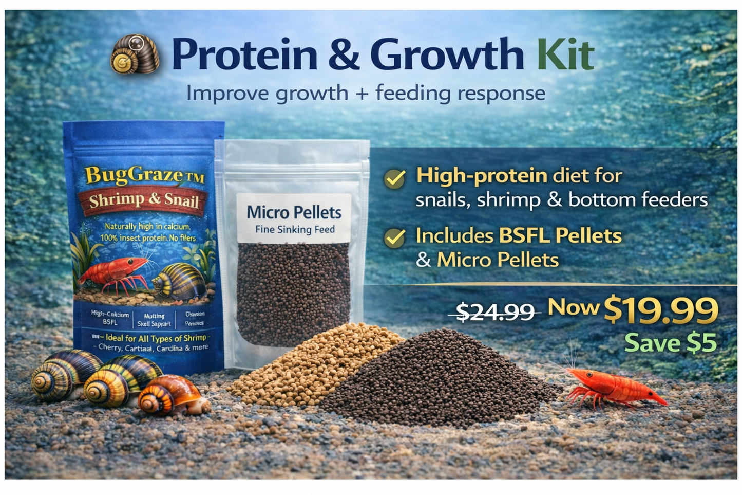 Protein & Growth Kit – Snail, Shrimp & Bottom Feeder Food Boost